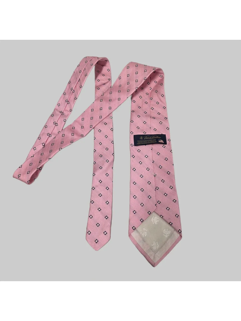 Brooks Brothers Mens Tie Geometric Blue Floral 100% Silk Made USA New York  58x3